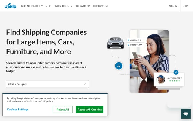Screenshot of uship.com