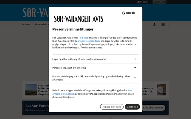 Screenshot of sva.no