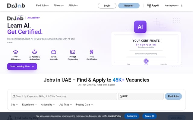 Screenshot of drjobs.ae