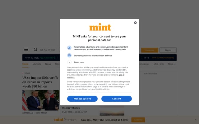 Screenshot of livemint.com
