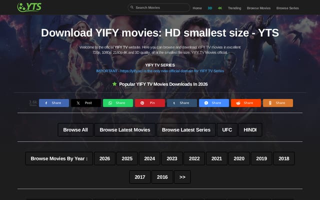 Screenshot of yify.sc