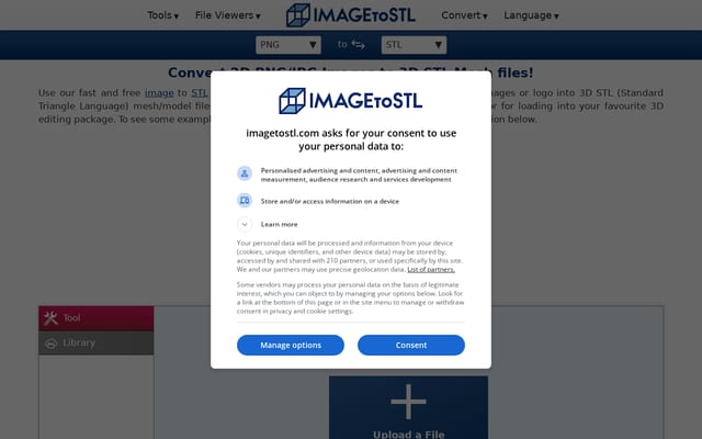 Screenshot of imagetostl.com