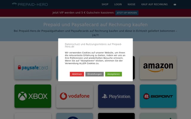 Screenshot of prepaid-hero.de
