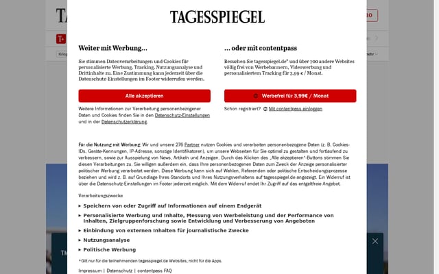Screenshot of tagesspiegel.de