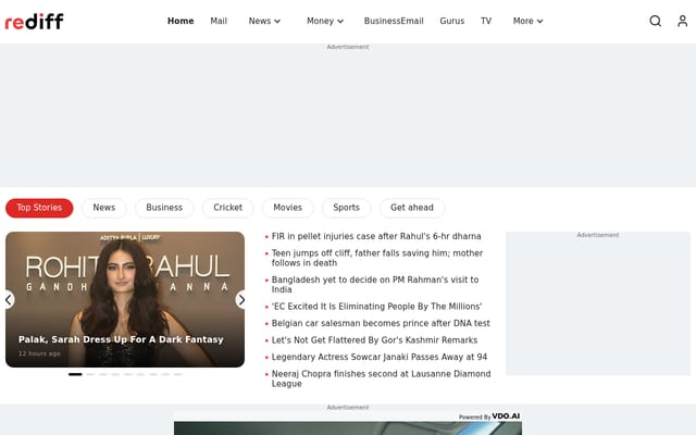 Screenshot of rediff.com