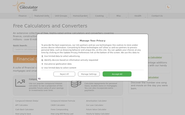 Screenshot of thecalculatorsite.com