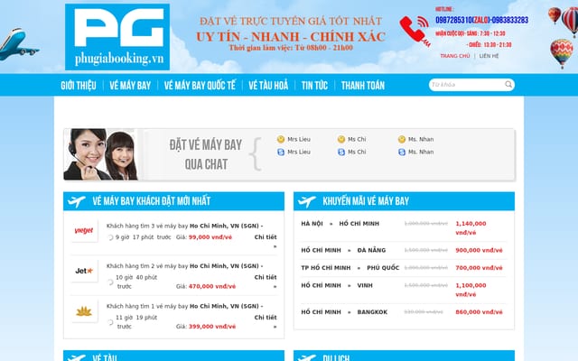 Screenshot of phugiabooking.vn