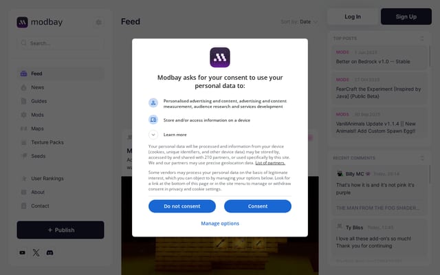 Screenshot of modbay.org