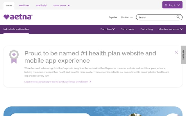 Screenshot of aetnacvshealth.com