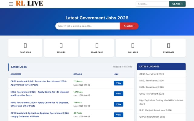 Screenshot of rojgarlive.com