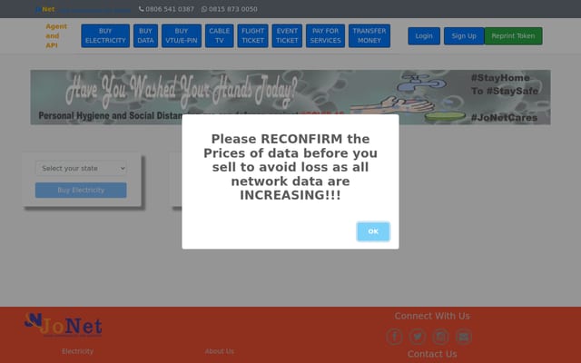 Screenshot of jonet.com.ng