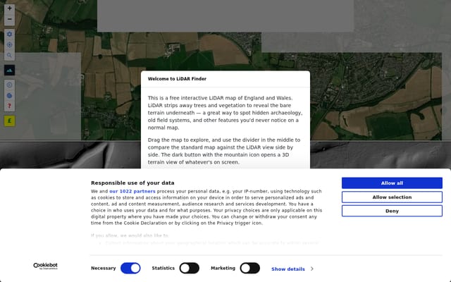 Screenshot of lidarfinder.com