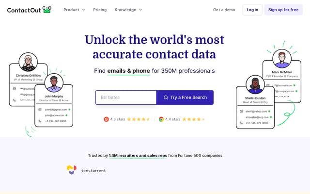 Screenshot of contactout.com