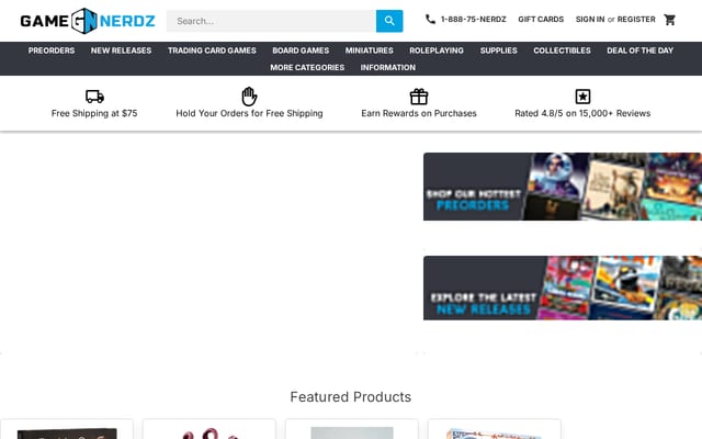 Screenshot of gamenerdz.com