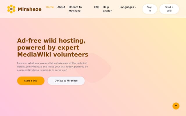 Screenshot of miraheze.org