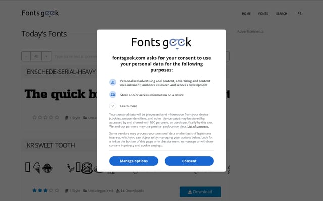 Screenshot of fontsgeek.com