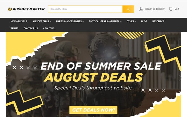 Screenshot of airsoftmaster.com