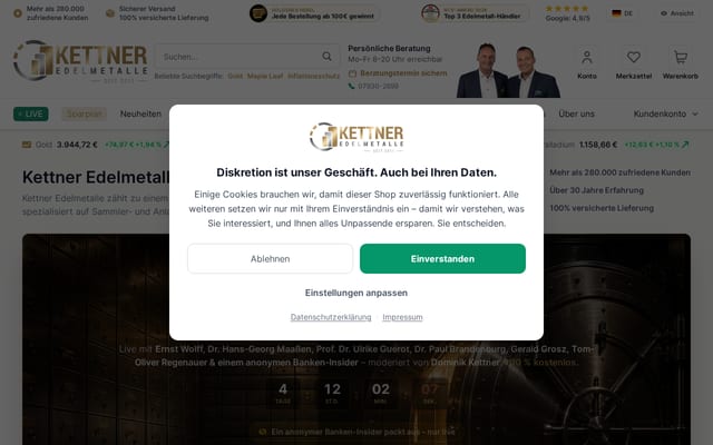 Screenshot of kettner-edelmetalle.de