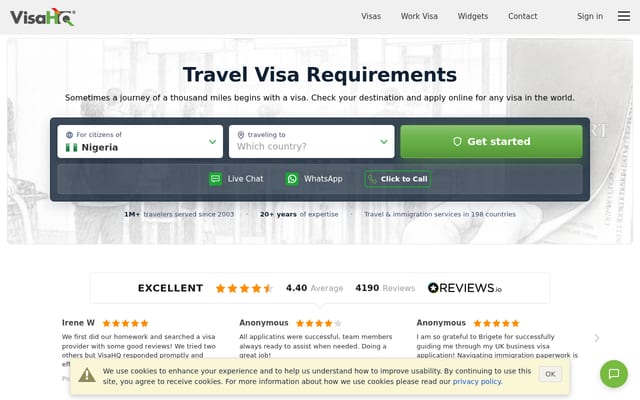 Screenshot of visahq.com.ng