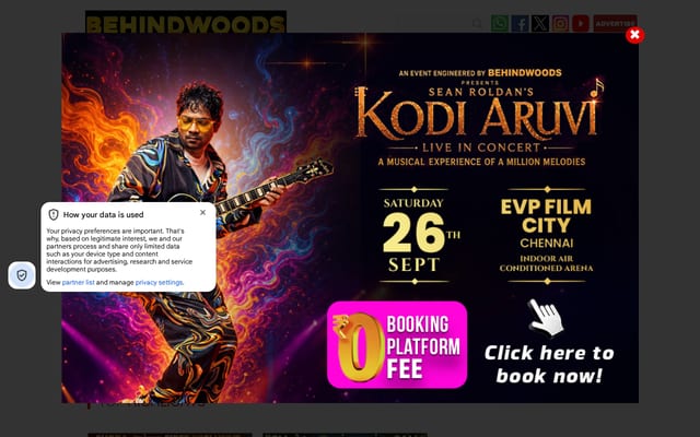 Screenshot of behindwoods.com