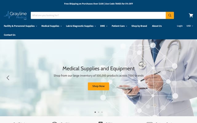 Screenshot of graylinemedical.com