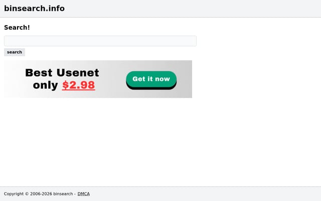 Screenshot of binsearch.info