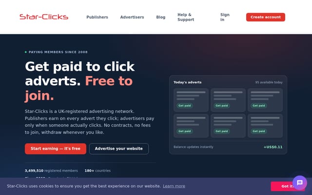 Screenshot of star-clicks.com