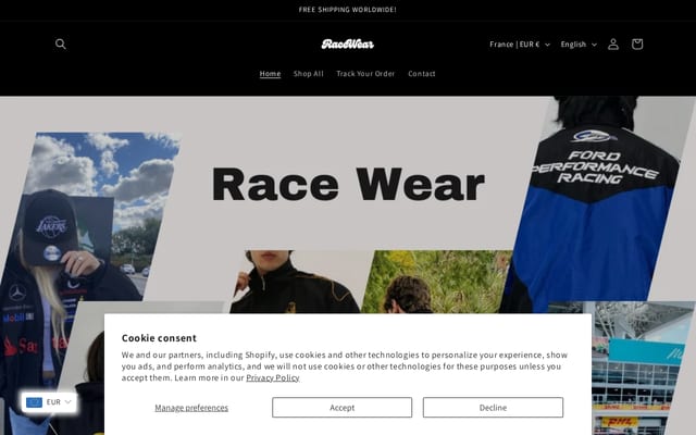 Screenshot of racewear.store