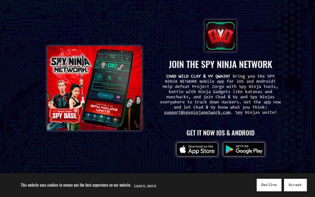 Screenshot of spyninjanetwork.com