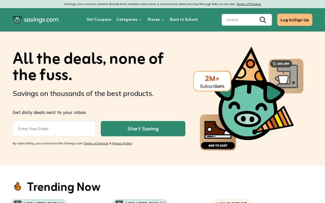 Screenshot of savings.com