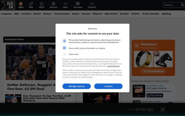 Screenshot of realgm.com