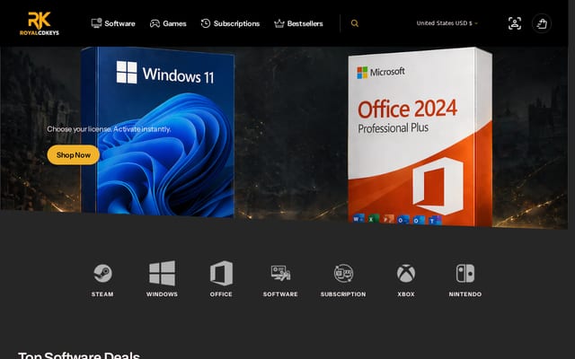 Screenshot of royalcdkeys.com