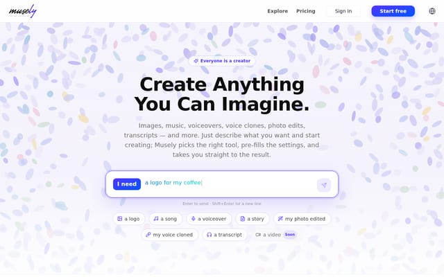 Screenshot of musely.ai