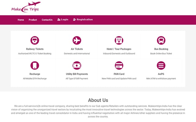 Screenshot of makeontrips.com