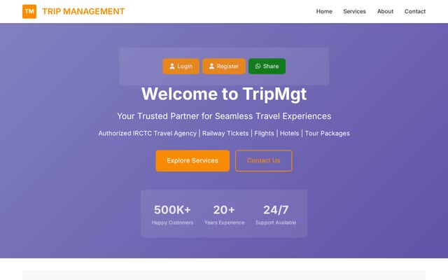 Screenshot of tripmgt.in