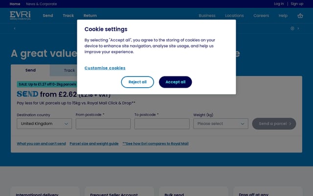 Screenshot of evri.com