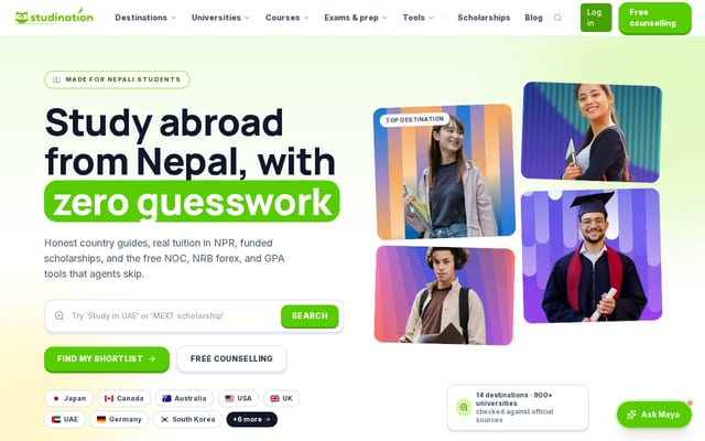 Screenshot of studination.com