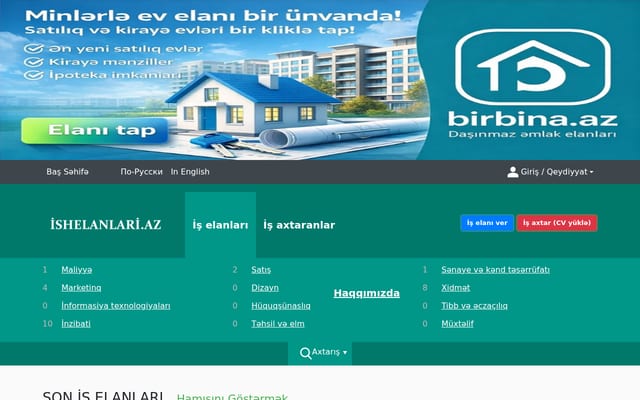 Screenshot of ishelanlari.az