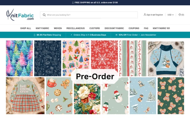 Screenshot of knitfabric.com