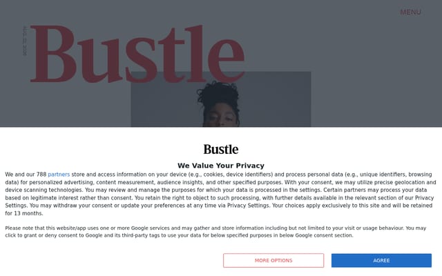 Screenshot of bustle.com