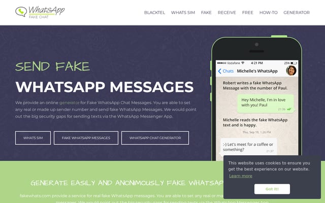 Screenshot of fakewhats.com