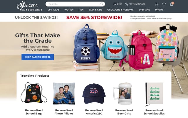 Screenshot of gifts.com