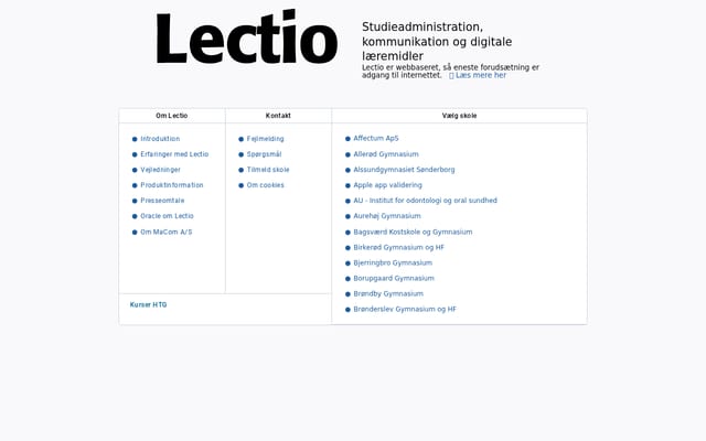 Screenshot of lectio.dk