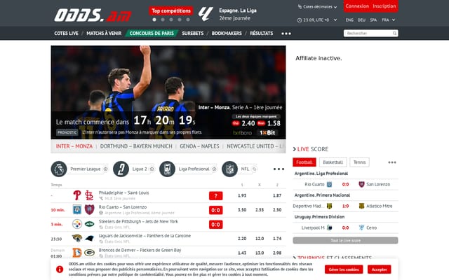 Screenshot of odds.am