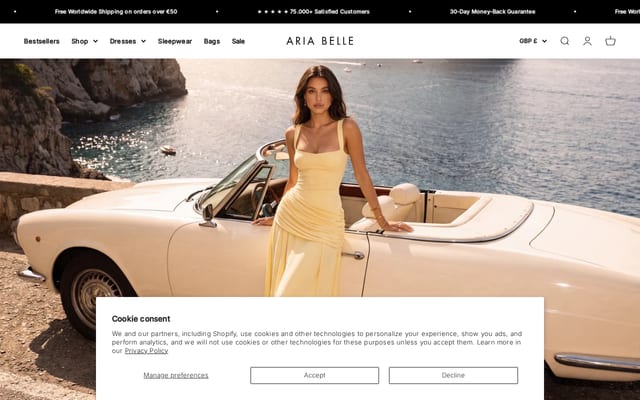 Screenshot of ariabellestore.com