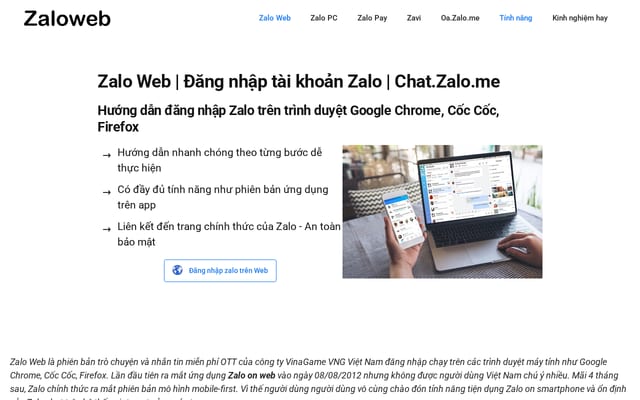Screenshot of zaloweb.me