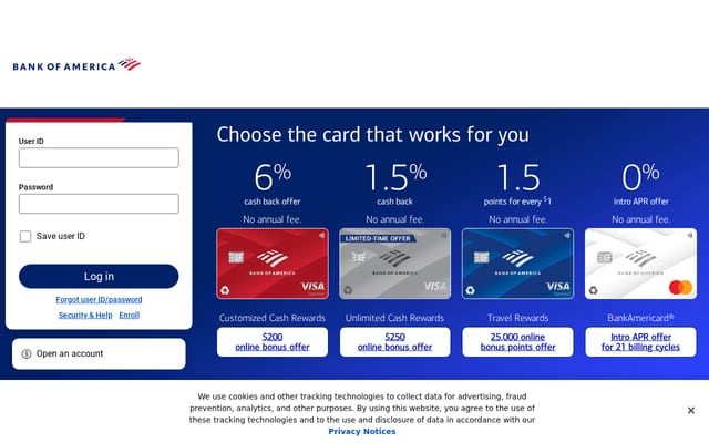 Screenshot of bankofamerica.com