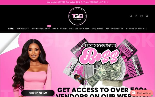Screenshot of theglambook.net