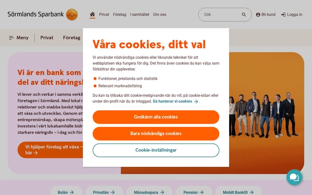 Screenshot of sormlandssparbank.se