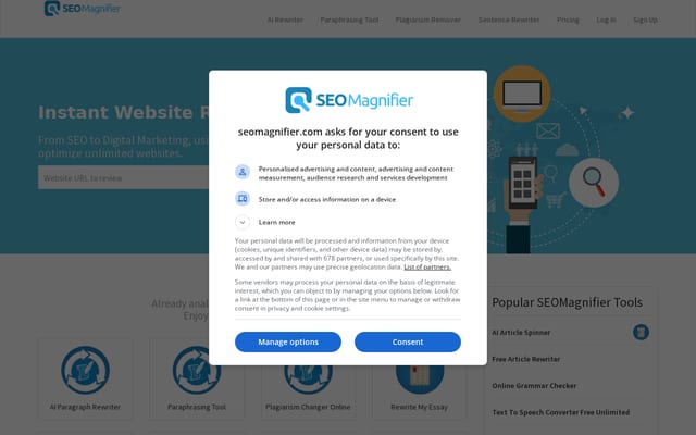 Screenshot of seomagnifier.com